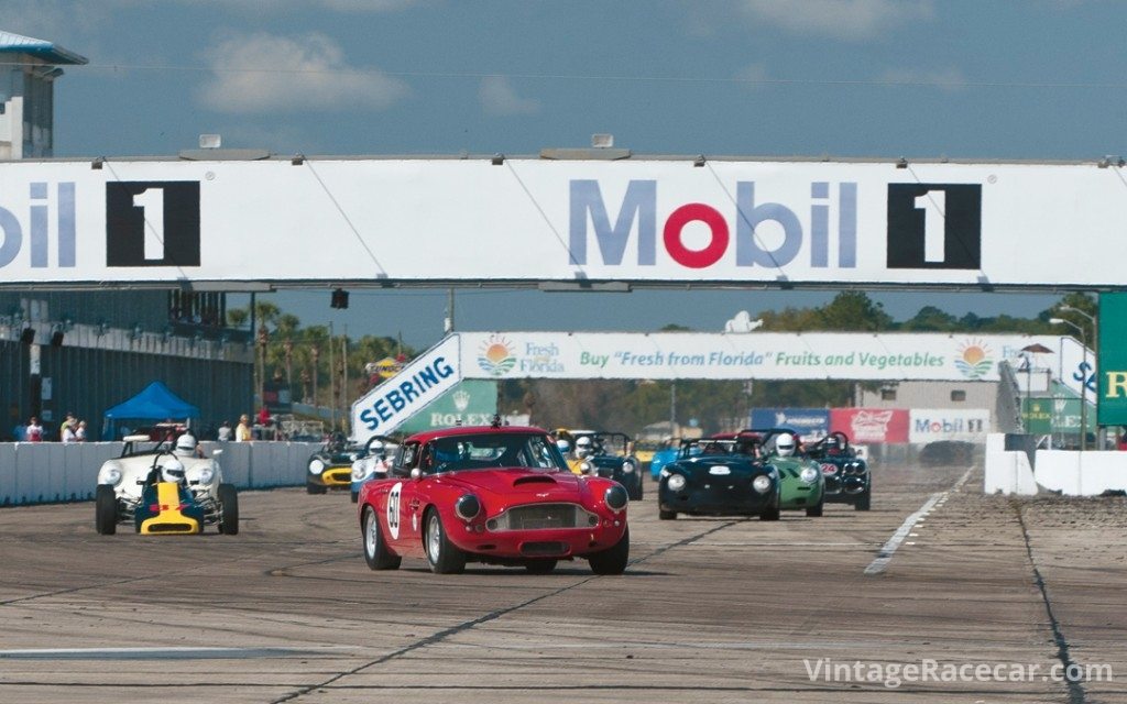 Patrick BeanÕs Õ59 Aston Martin DB4 into T1.Photo: Chuck Andersen 