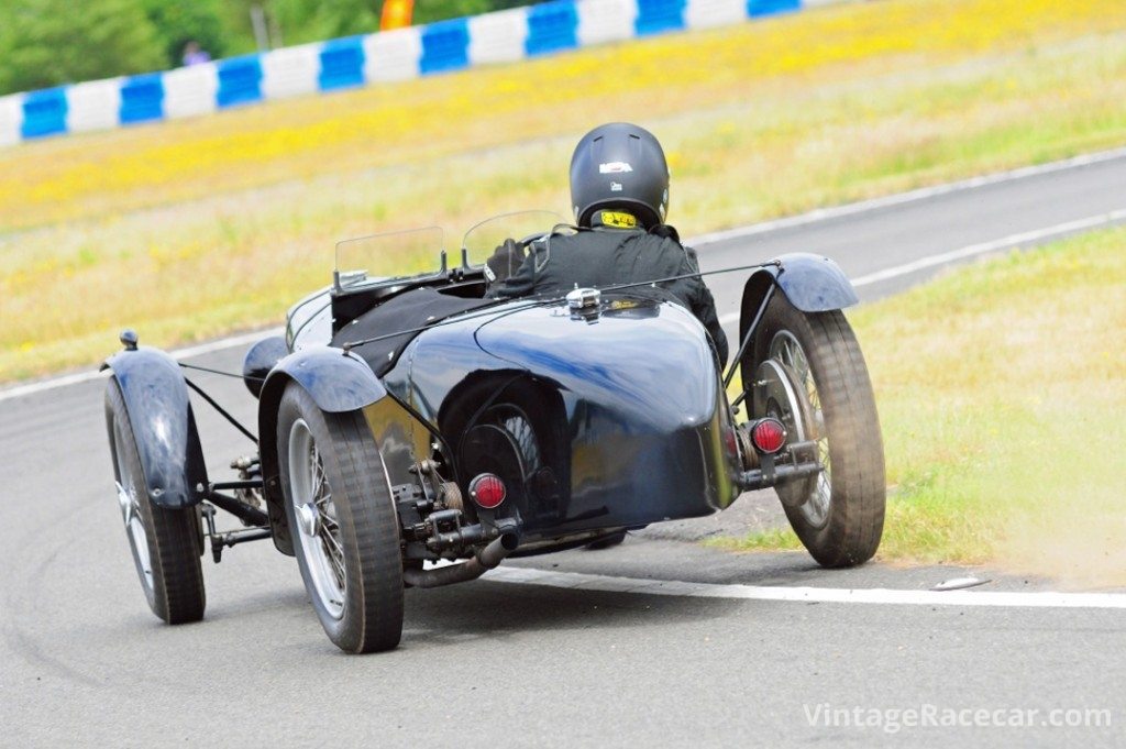 James Crabb kicks up dust in Riley TT Sprite. Photo: Peter Collins 