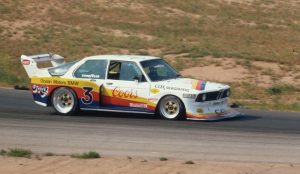 Busby enjoyed driving his 320i Turbo—whenever it ran reliably. Note the trick fastback rear window treatment he devised to improve the car’s aero. 