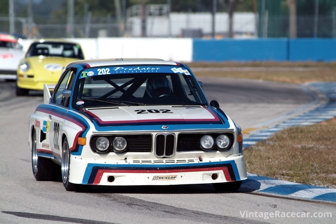 Byron DeFoor takes Turn 11 in his 1973 BMW CSL. Photo: Chuck Andersen 