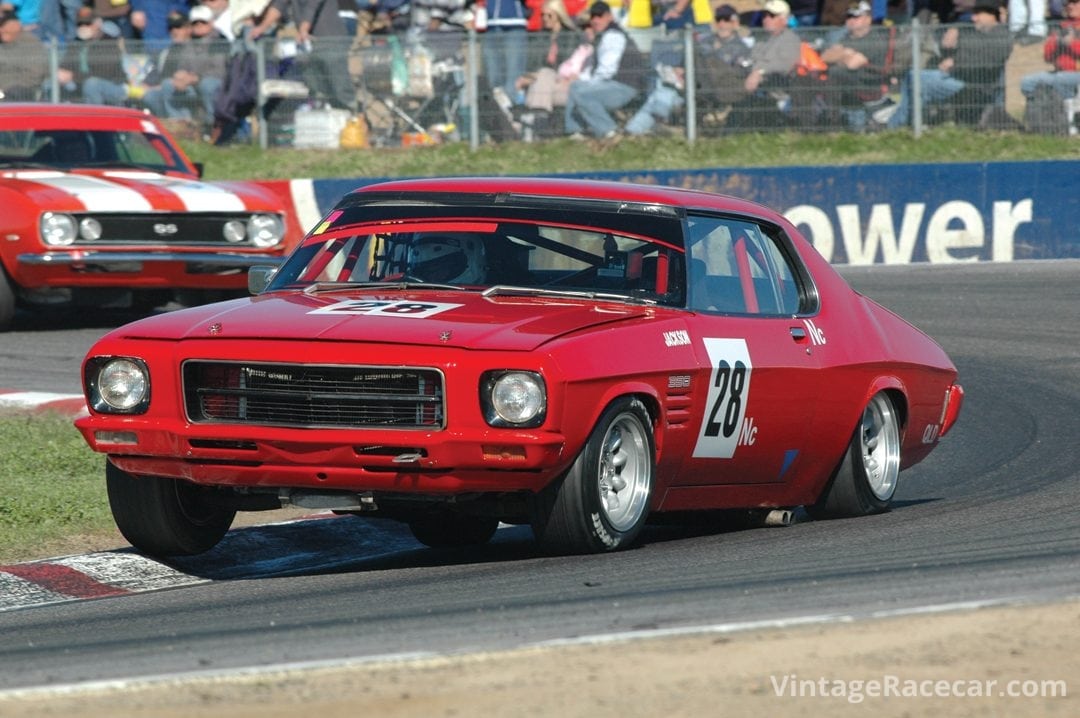 The hard charging Holden Monaro V8 of Gary Jackson.Photo: Neil Hammond 