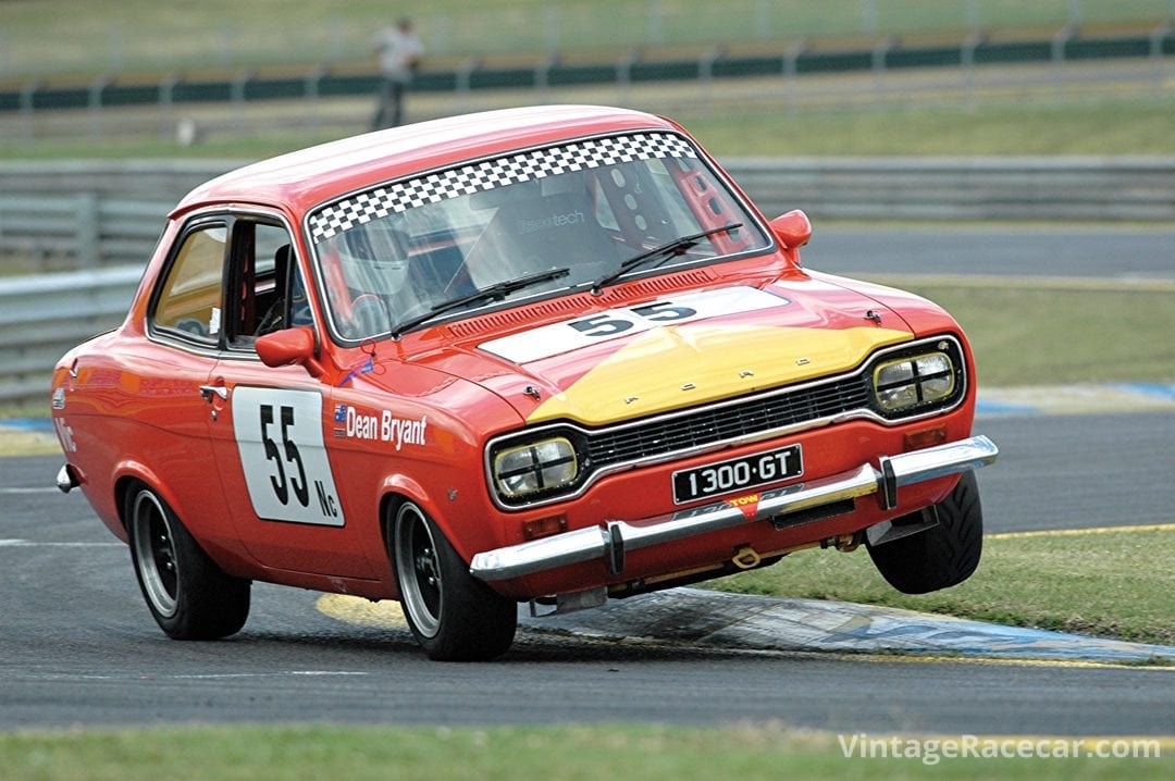 Dean Bryant two-wheeling his Ford Escort 1300 GT. Photo: Neil Hammond 