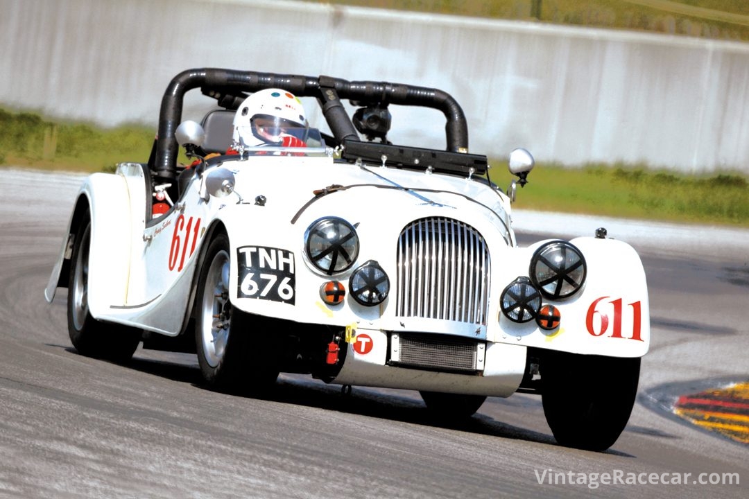 The 1968 Morgan +8 of Craig Sebert enters Turn 8.Photo: Fred Sickler 