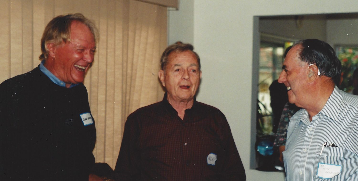 (L to R) Dan Gurney, Phil Hill, Jack Brabham.