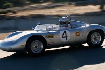 Early Sunday morning sun lights up the 1960 Porsche RS60 driven by Bill Lyon. DennisGray