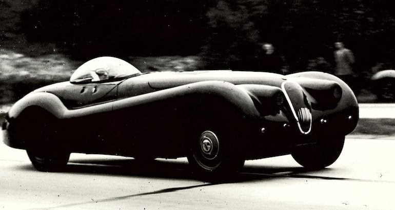 Norman Dewis in the modified Jaguar XK120 MDU 254