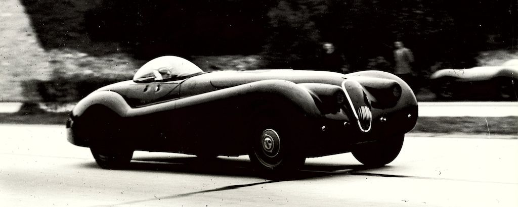 Norman Dewis in the modified Jaguar XK120 MDU 254