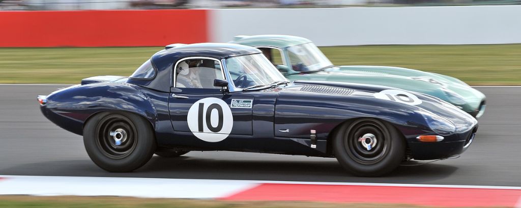 Pair of Jaguar E-Types are neck and neck TIM SCOTT