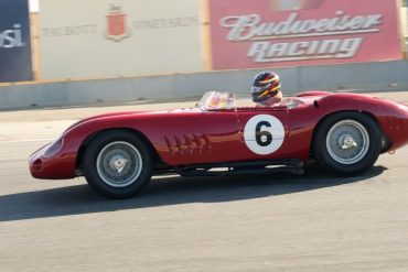 Pre Reunion Sunday Morning. Jon Shirley's Maserati 300S in turn eleven.