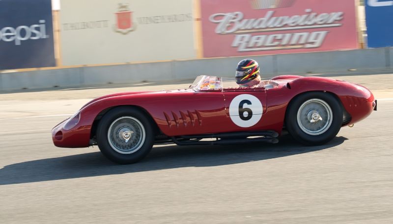 Pre Reunion Sunday Morning. Jon Shirley's Maserati 300S in turn eleven.