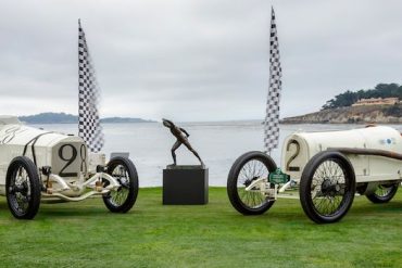 1915 Mercedes 115 HP Demarest Grand Prix of George Wingard (left) and the 1915 Opel 4500 cc Grand Prix Racer of the Keller Collection  Kimball Studios