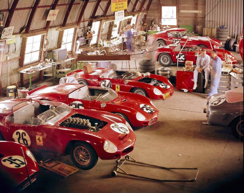 Ferrari and NART garage at Sebring, 1962 (photo: