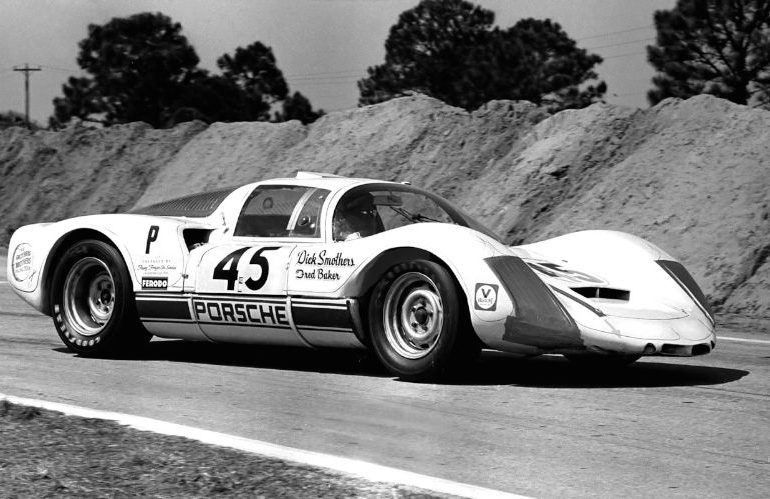 The Porsche 906E that comedian Dick Smothers and Fred Baker drove to 8th overall and first in class at Sebring in 1969. SIR photo.