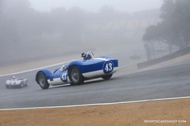 Fog and a damp track greet the Tipo 60 Maserati of Rob Walton.