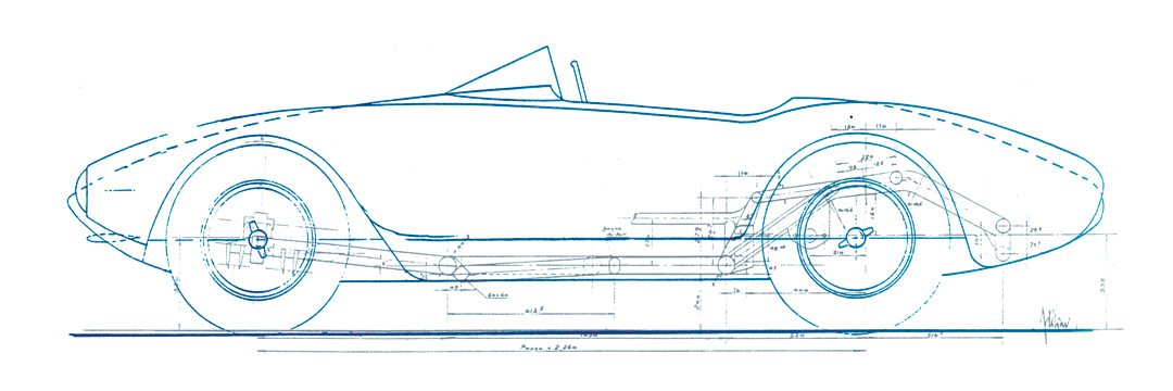  Design drawing of the 1954 Ferrari 500 Mondial