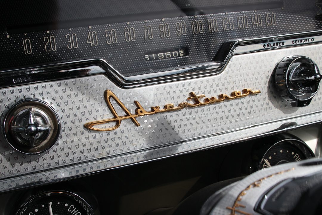 1958 DeSoto Adventurer nameplate under the speedometer