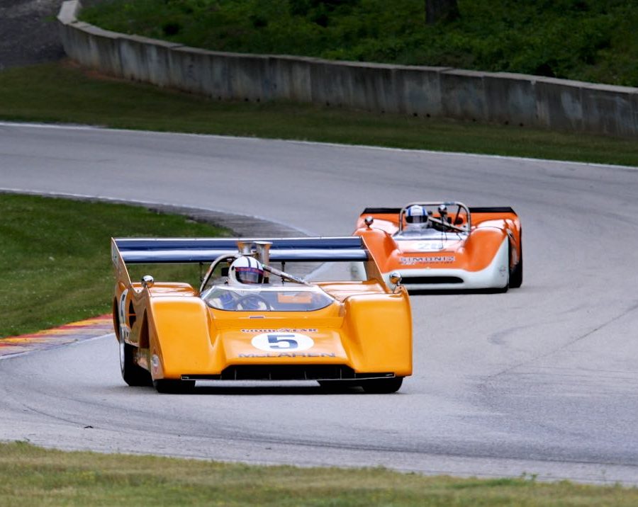 Chris MacAllister, 71 McLaren M8F and Lilo Ben-Zicron, 68 Lola T160 Picasa