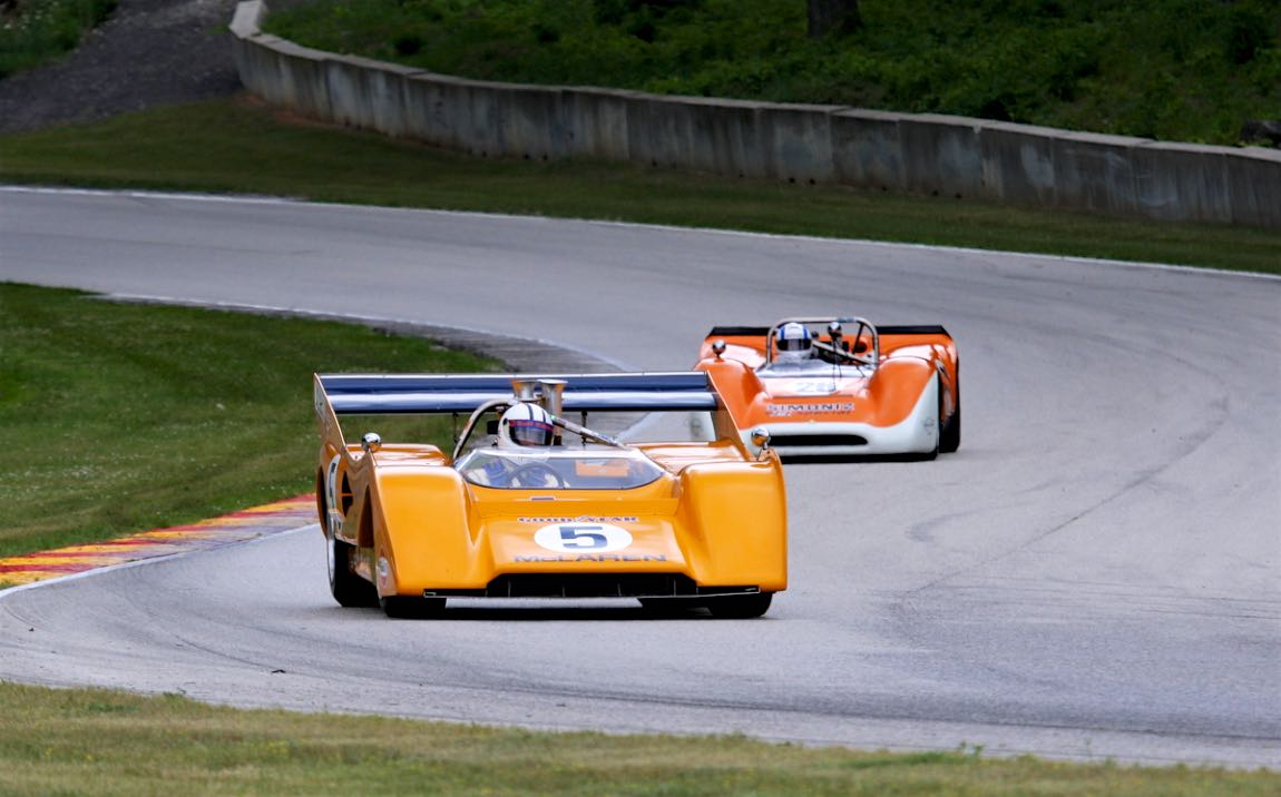 Chris MacAllister, 71 McLaren M8F and Lilo Ben-Zicron, 68 Lola T160 Picasa