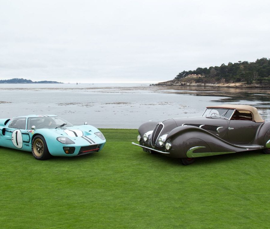 Ford GT40 and 1937 Delahaye 135 M Figoni Falaschi Competition Court