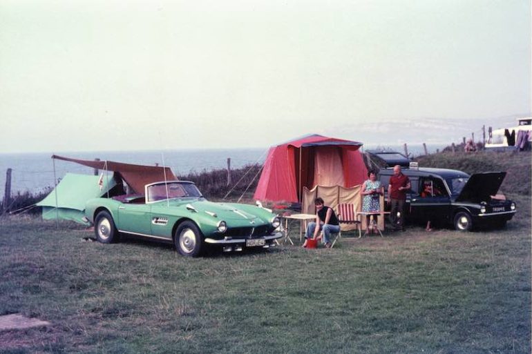 The BMW 507 on a camping trip during Herman Beliharz’s ownership. Courtesy of the owner