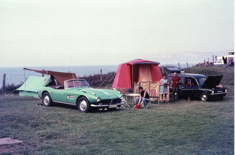 The BMW 507 on a camping trip during Herman Beliharz’s ownership. Courtesy of the owner