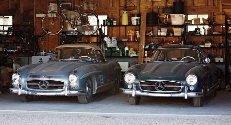 1957 Mercedes-Benz 300 SL Roadster and 1955 Mercedes-Benz 300 SL Gullwing