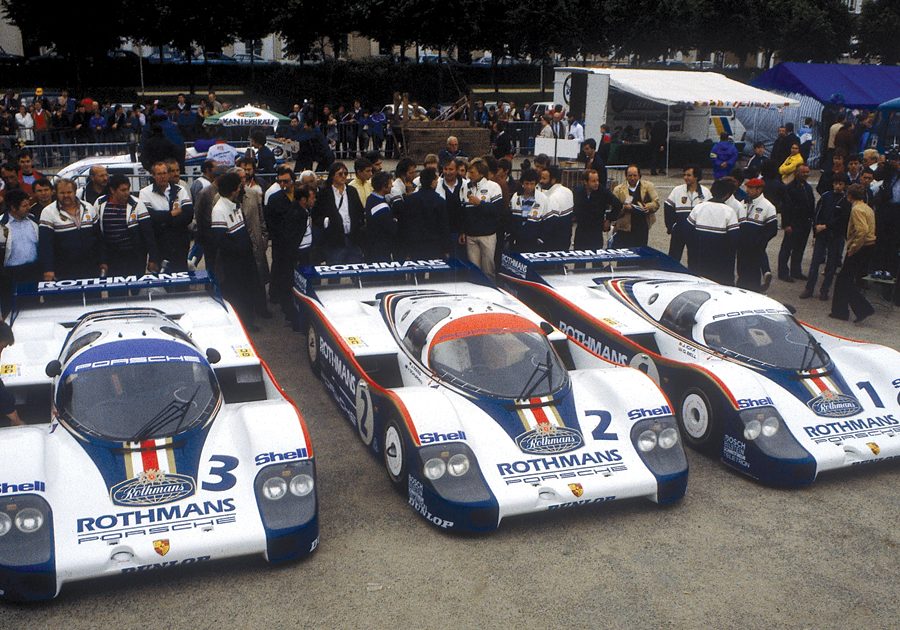 1982 Porsche team at Le mans. 
Photo: Porsche-Werkfoto