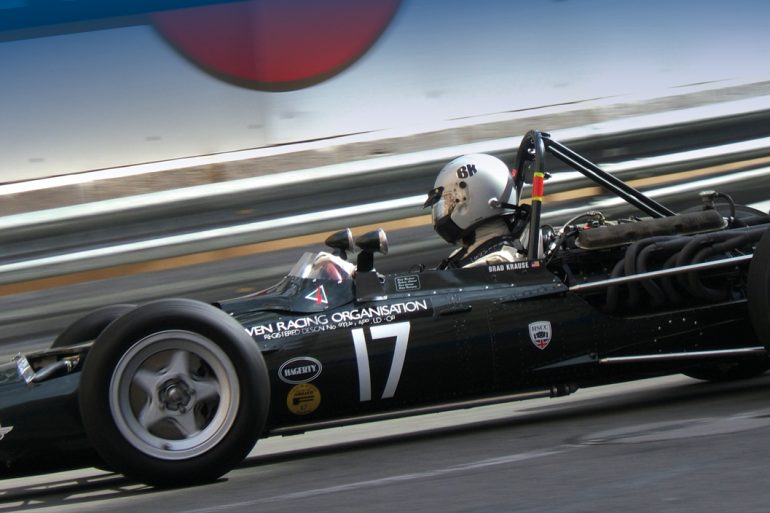 Brad Krause in his 1968 BRM P126 at Monaco 2006. 
Photo: Keith Booker