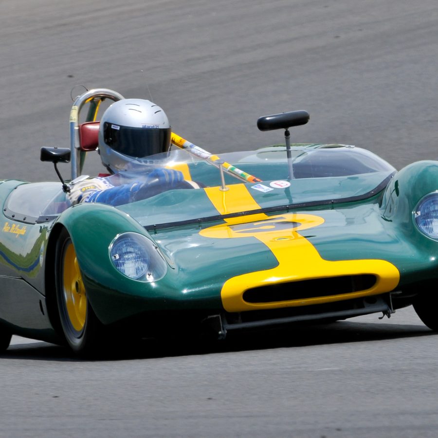 US visitor Peter Mclaughlin and his 1962 Lotus 23B. Ian Welsh Photo. Ian Welsh