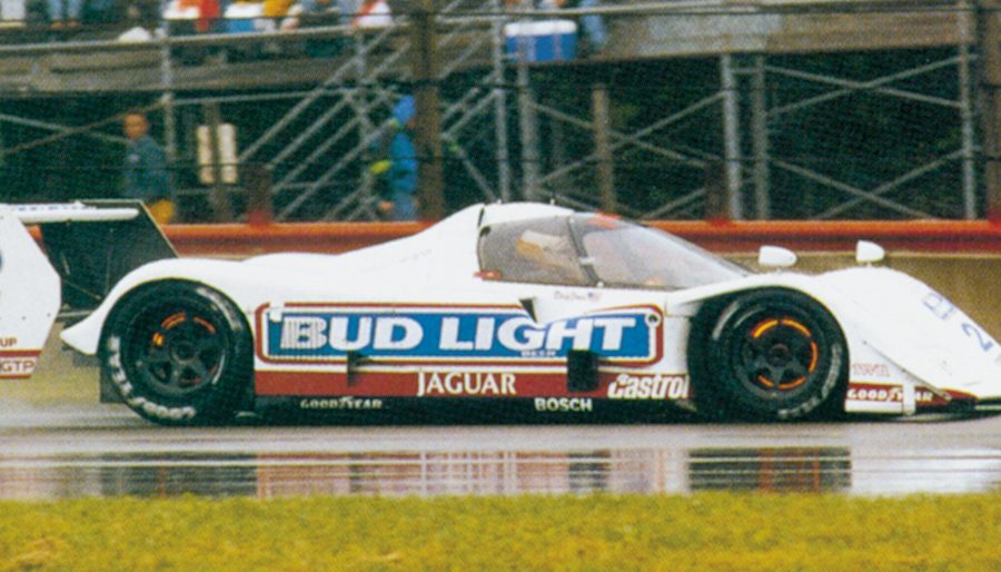 The Jaguar XJR-14 makes its race debut in the IMSA race at Miami (1992).