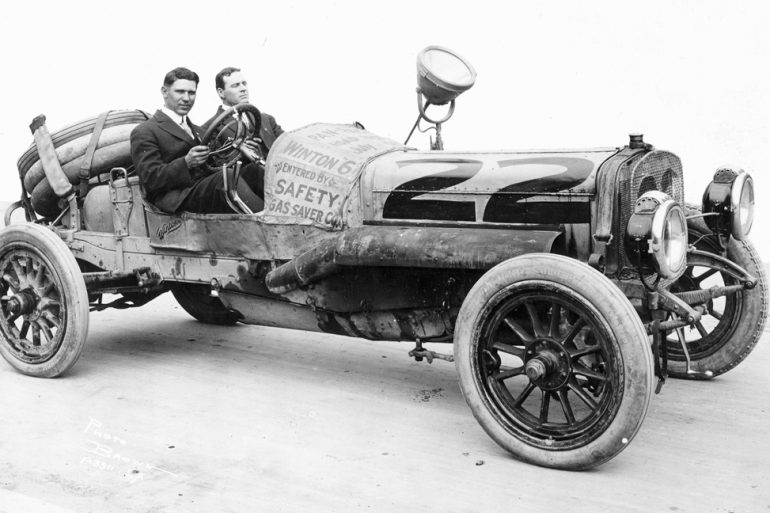 Frank Verbeck drives his Fiat to victory in the Pan-Pacific Road Race (1913).