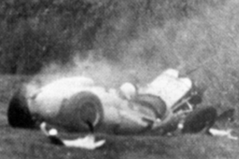 Stirling Moss has a career ending crash at Goodwood (1962).