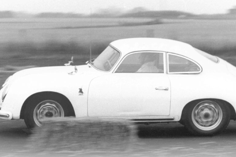 Jim Clark drives a Porsche 356A in his first race outside of Britain (1958).