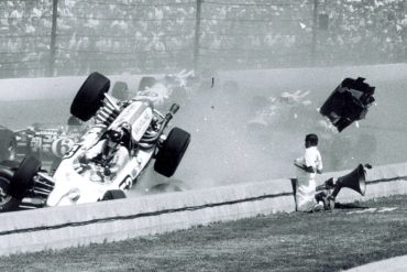 Indy 500, 1966. Crash at start.  
Photo & Caption: Ozzie Lyons