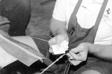 White cleans the filler wire prior to welding.
Photo: Harold Pace