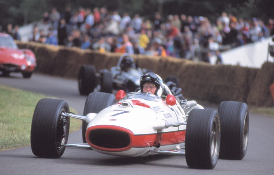 John Surtees and the 1966 Honda RA273 Formula One car.
Photo: Peter Collins