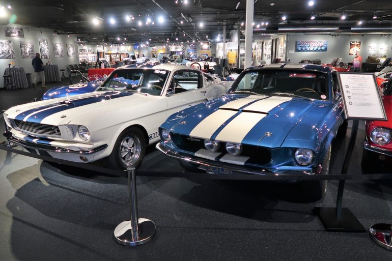 Cars on display in The Cobra Experience