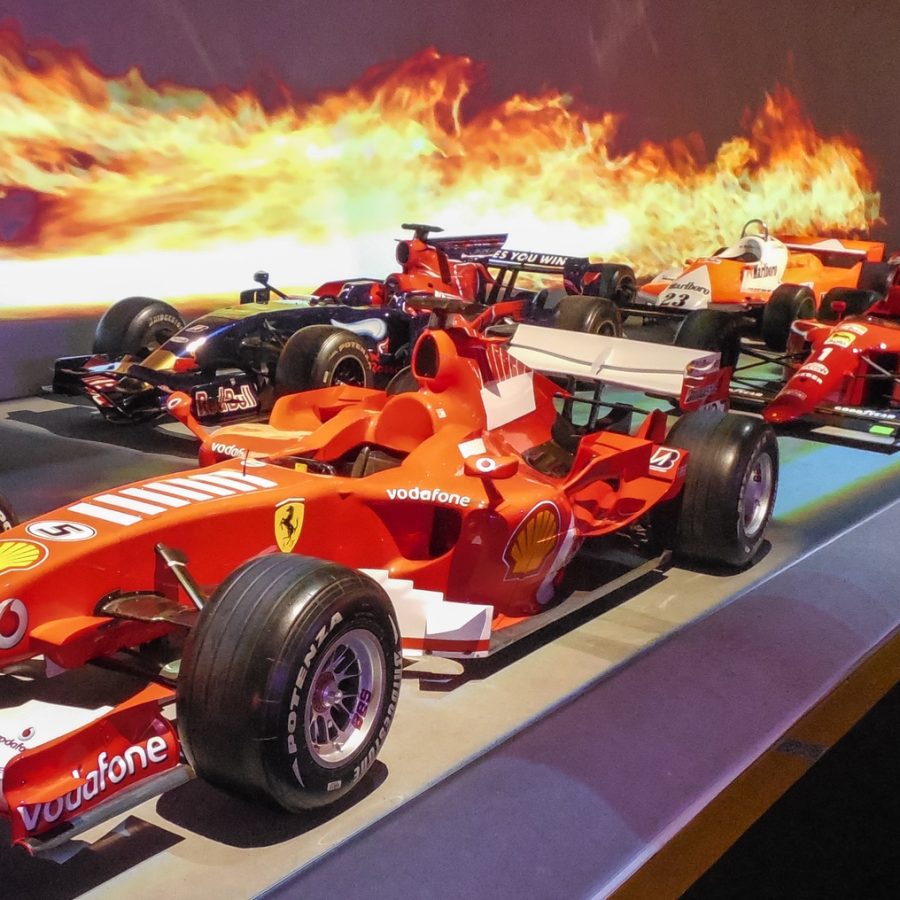 Line of Formula race cars in Torino Auto Museum