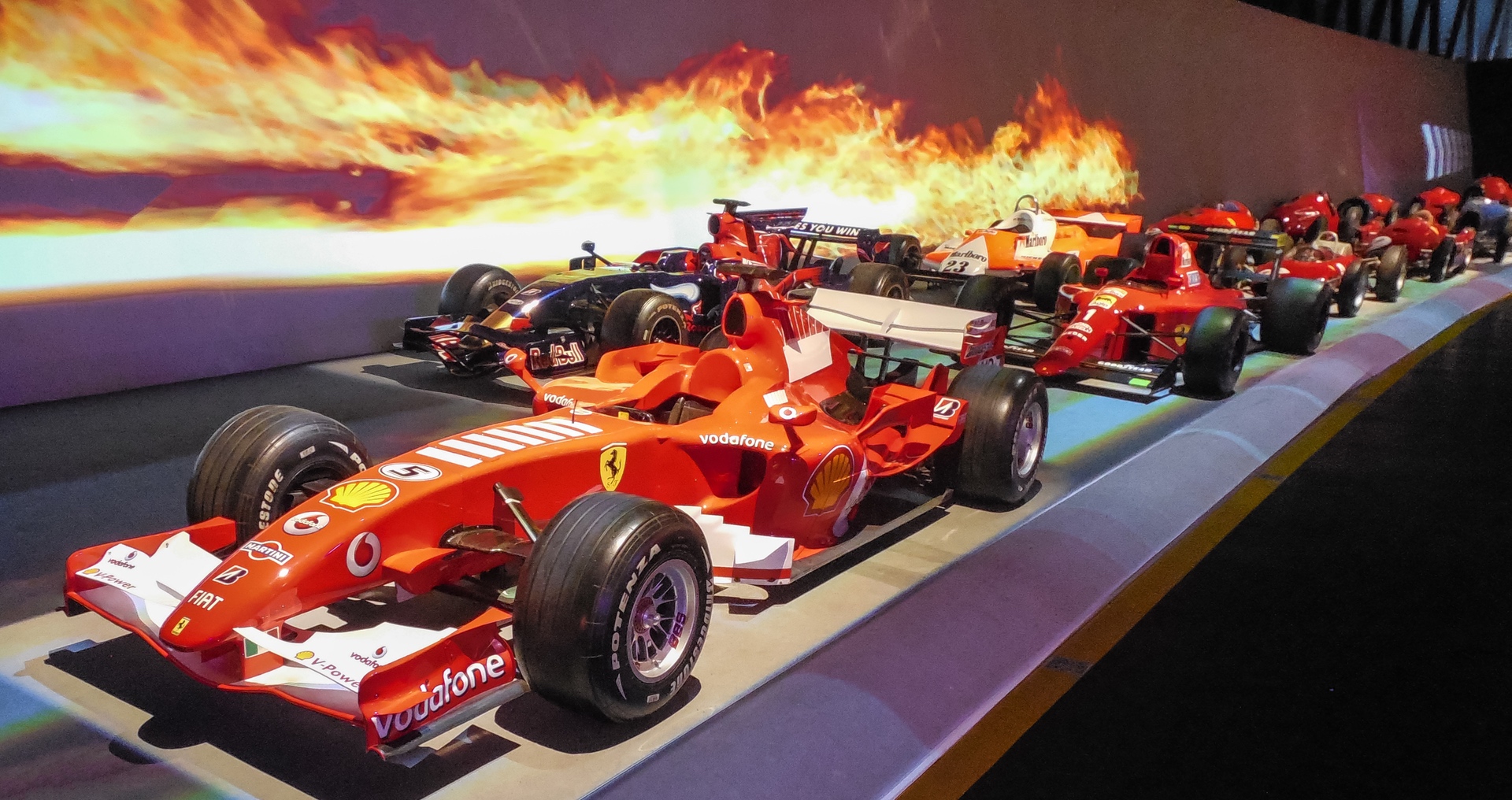 Line of Formula race cars in Torino Auto Museum