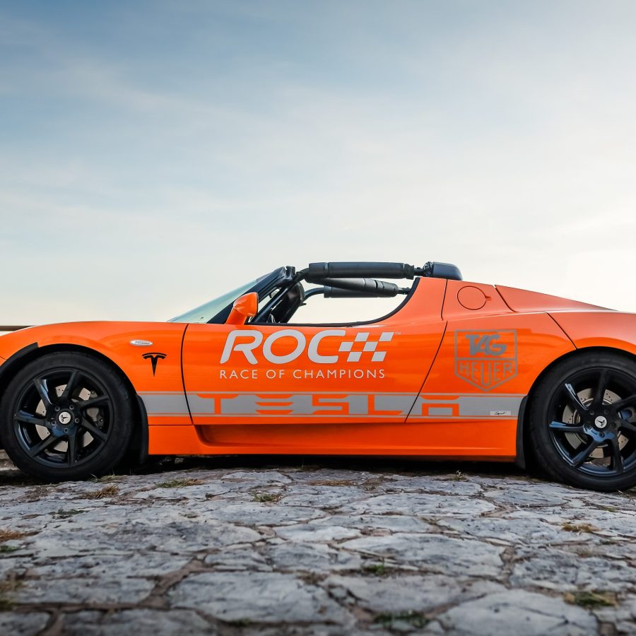 Ex-Race of Champions, driven by Michael Schumacher,2010 Tesla Roadster 1