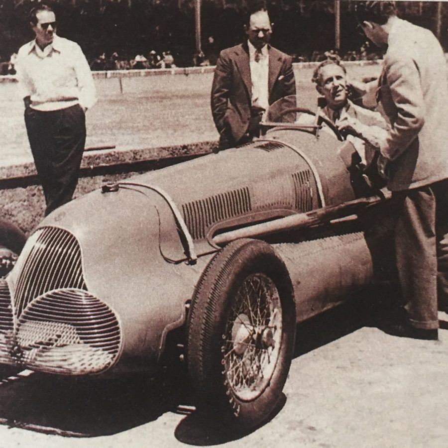 Gerard in the old Maserati at Indy.