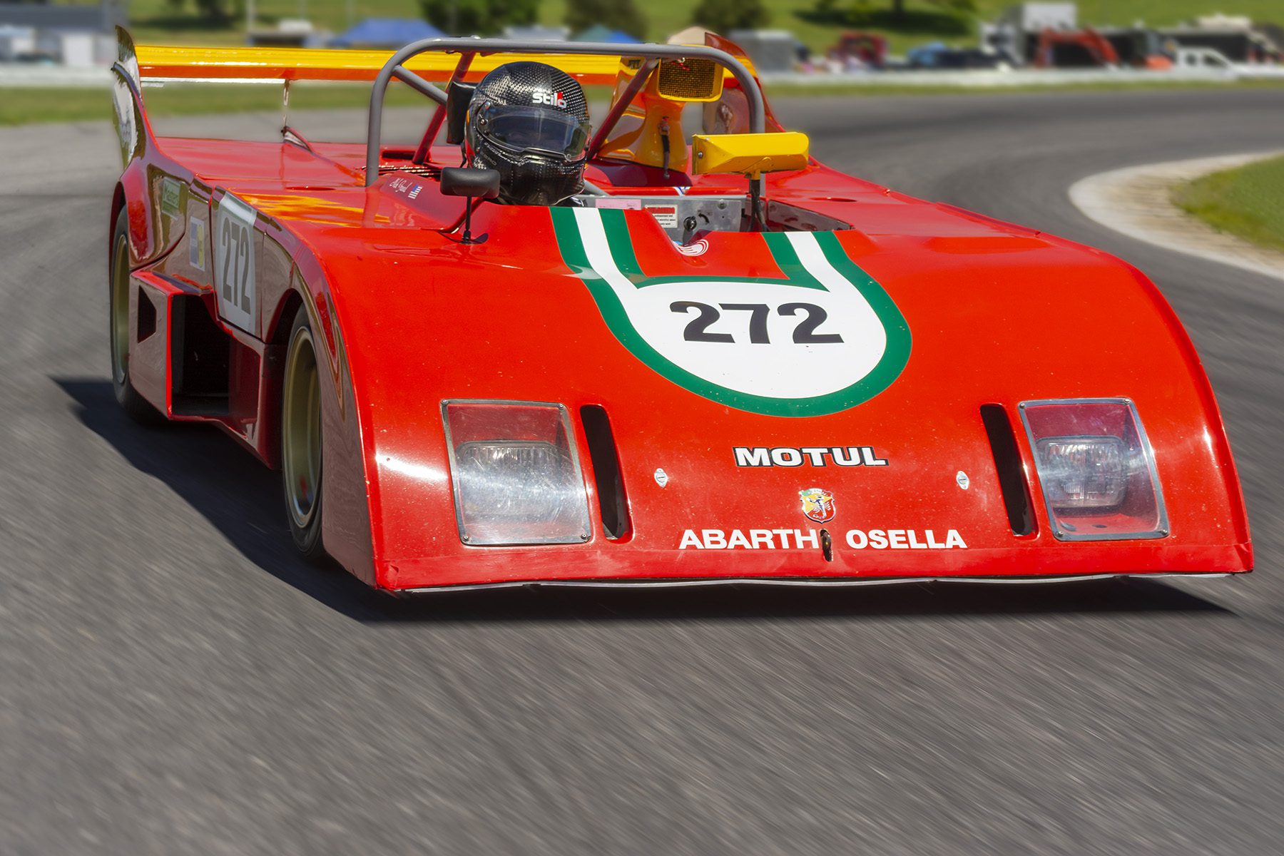 Red #272 Abarth Osella PA1 on race track