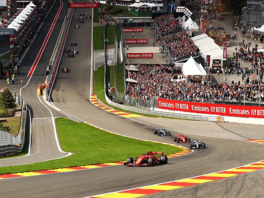 Formula 1 cars on racetrack