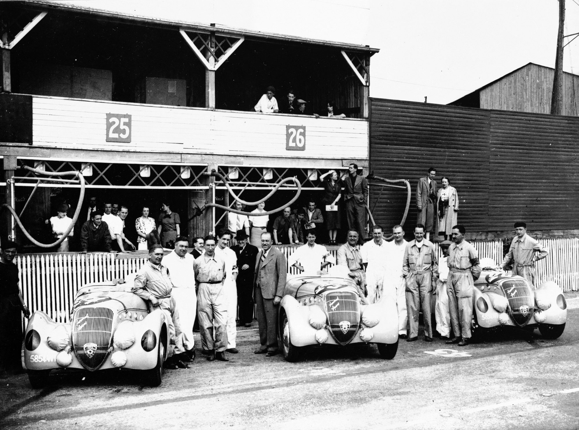 three Peugeot Darl'Mat 402 DS during the 24 hours of Le Mans