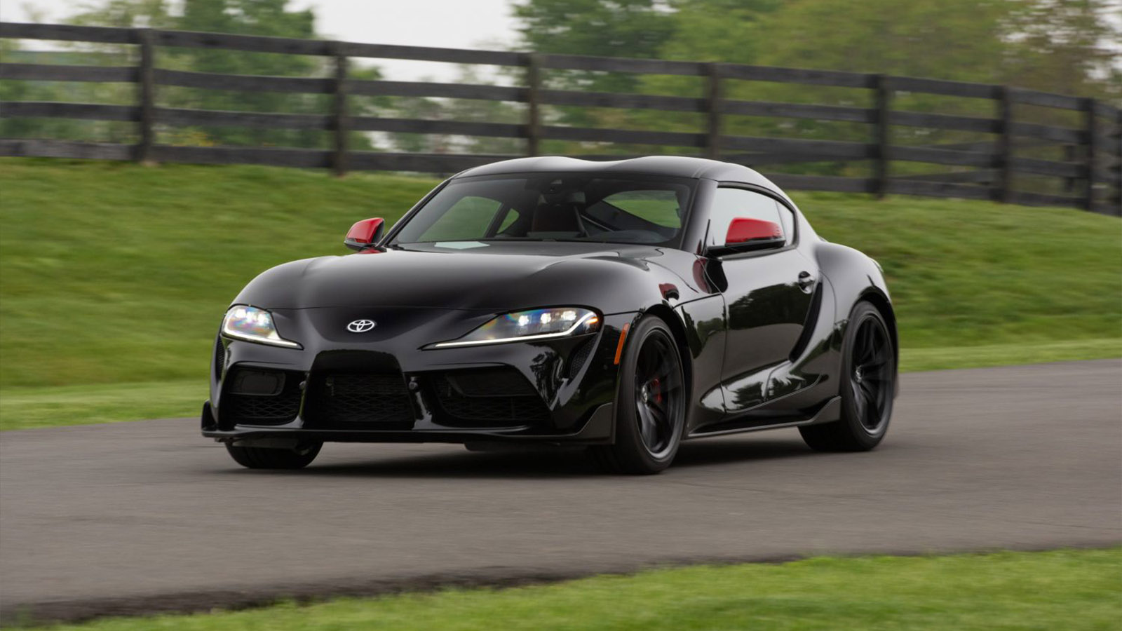 Black Toyota GR Supra cruising