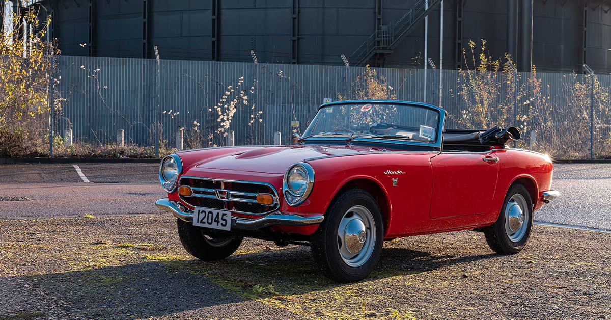 Red 1967 Honda S800 convertible