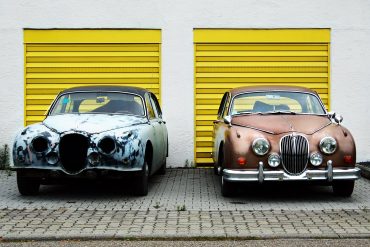 Unrestored and restored Jaguars