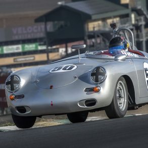 Tyler Hagan cruises out of Turn 2 in a 1960 Porsche 356 Roadster